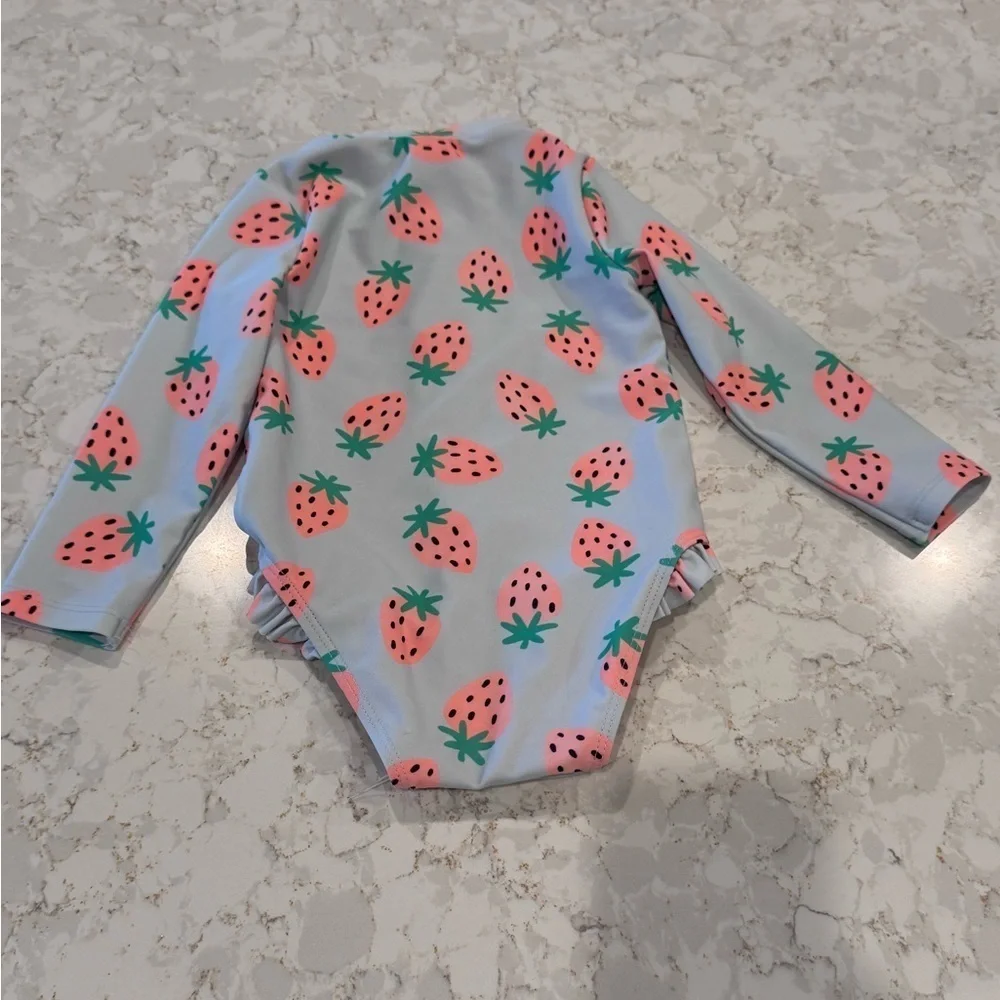 Old Navy 12-18M Strawberry Print Long Sleeve Swimsuit